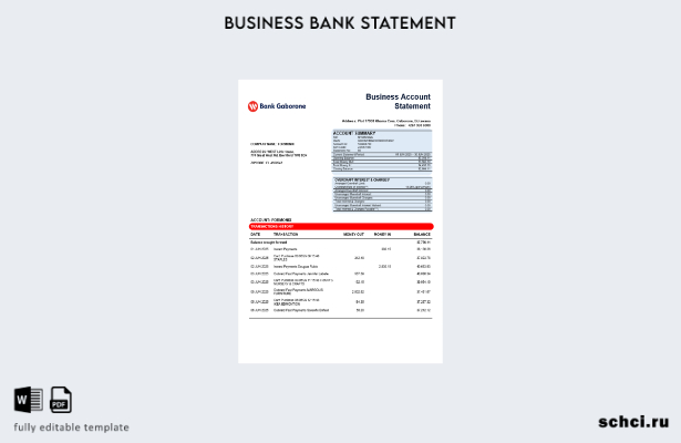 цифровая загрузка заявления о коммерческой фирме Bank Gaborone, шаблон в формате